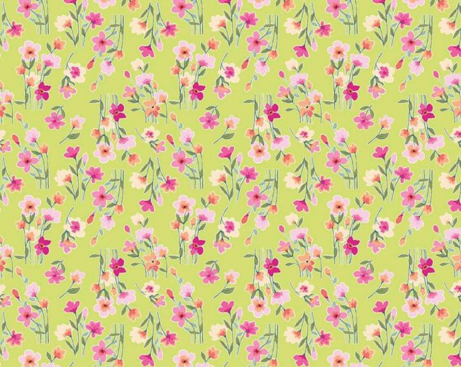 Tecido Lucy June Floral Ramagens Verde Lima | Riley Blake