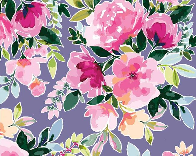 Tecido Lucy June Main Floral Ameixa | Riley Blake