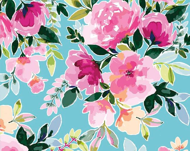 Tecido Lucy June Main Floral Azul Aqua | Riley Blake
