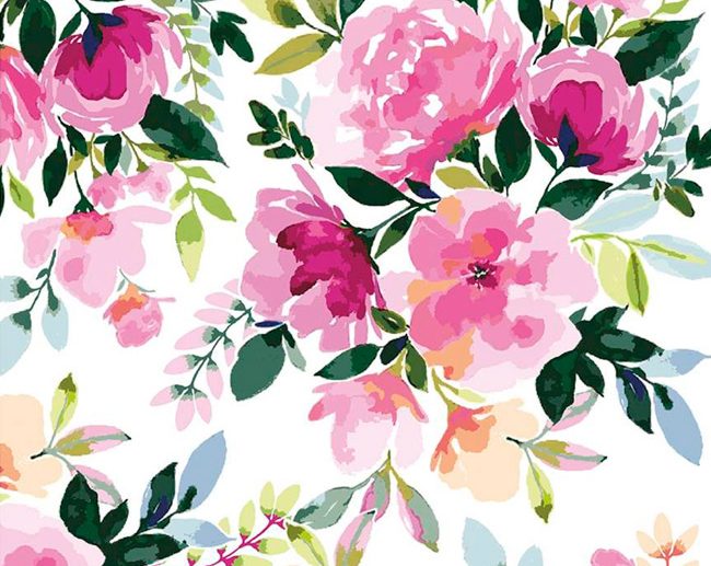 Tecido Lucy June Main Floral Branco | Riley Blake