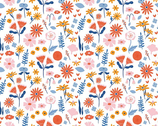 Tecido de Algodão Orgânico Floral Wonderland Branco | Poppy