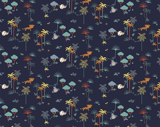 Tecido de Algodão Orgânico Little Safari Azul Marinho/Navy | Poppy