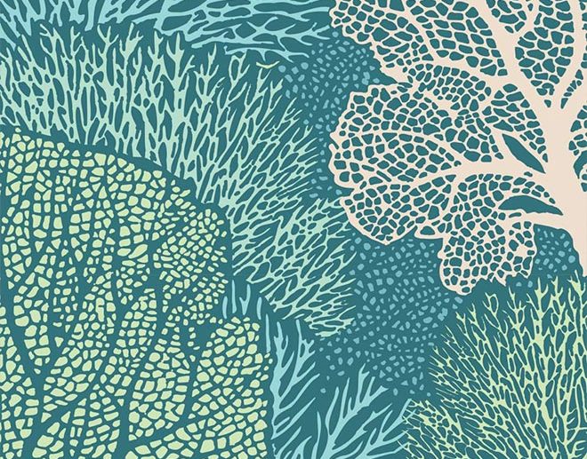 Tecido Coral Reef Teal Jade | Tilda