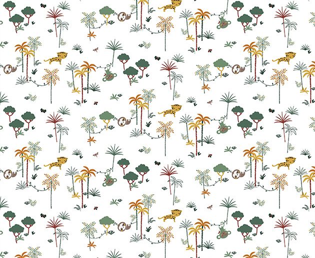 Tecido de Algodão Orgânico Little Safari Branco | Poppy