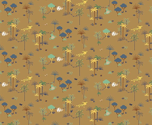 Tecido de Algodão Orgânico Little Safari Mostarda/Ocre | Poppy
