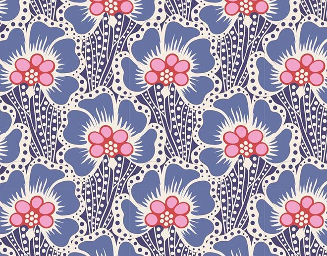 Tecido Ocean Flower Blue Azul | Tilda
