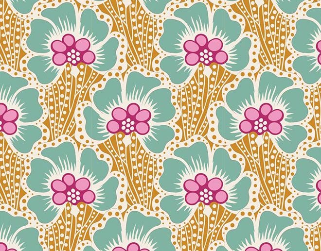 Tecido Ocean Flower Honey Mel | Tilda