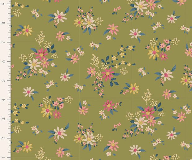 Tecido Daisyfield Green Verde | Tilda