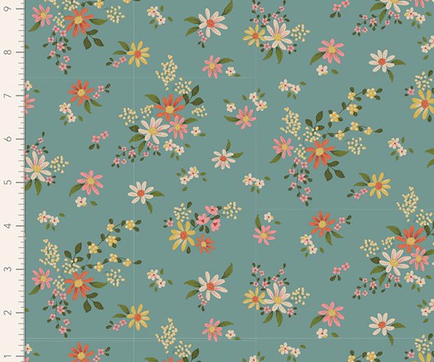 Tecido Daisyfield Teal Jade | Tilda