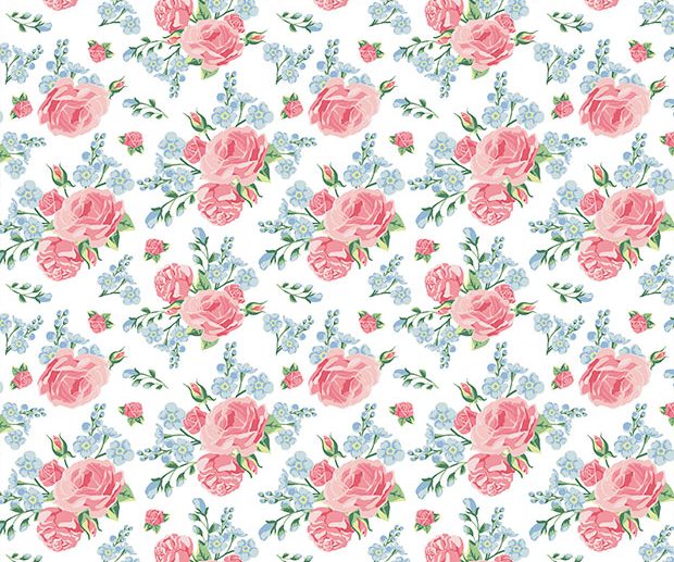 Tecido Floral Shabby Roses Branco | Poppy