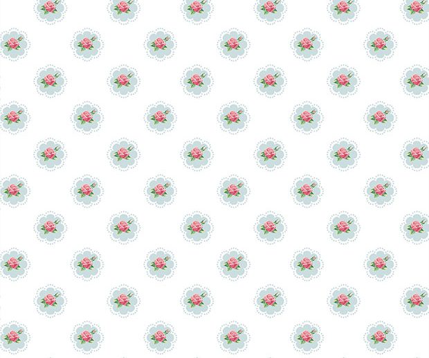 Tecido Floral Shabby Roses Moldura Branco | Poppy