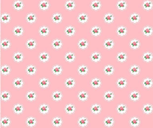 Tecido Floral Shabby Roses Moldura Rosa | Poppy