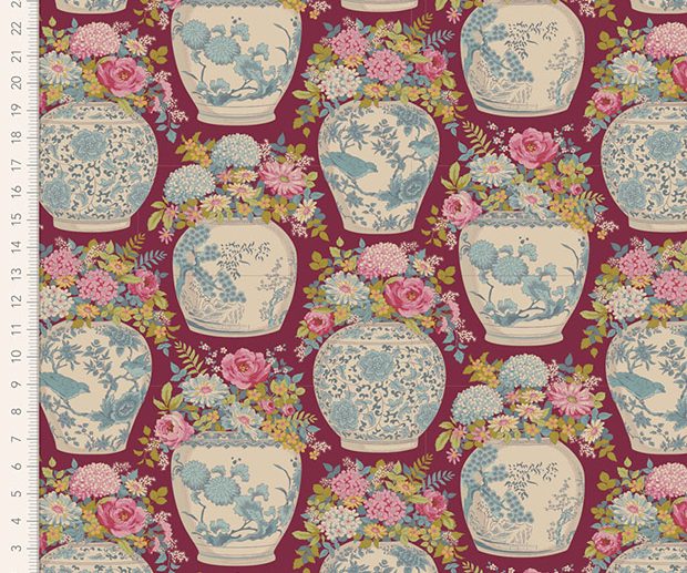 Tecido Flowervase Maroon | Tilda