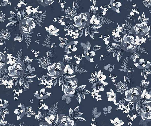 Tecido Gingham Foundry Floral Azul Marinho/Navy | Riley Blake