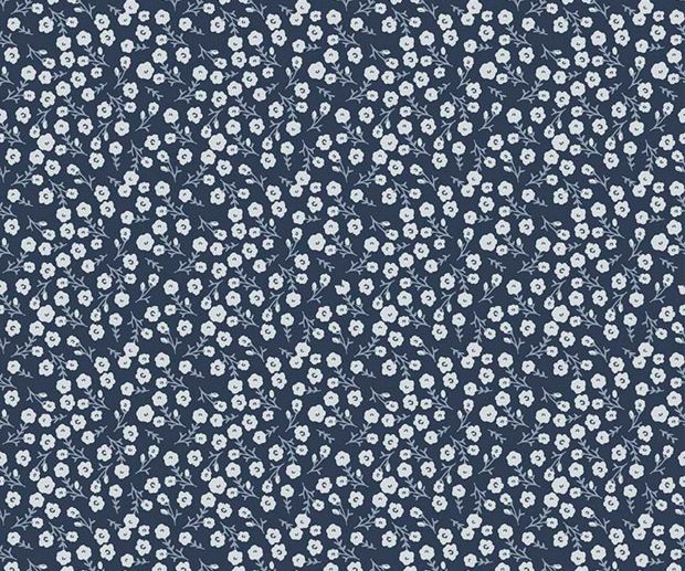 Tecido Gingham Foundry Florido Azul Marinho/Navy | Riley Blake