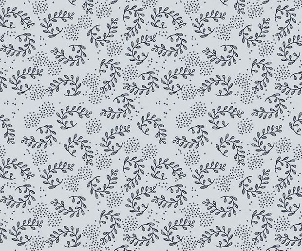 Tecido Gingham Foundry Vines Ramagens Azul Cinza | Riley Blake