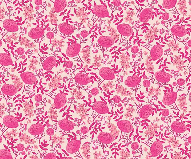 Tecido Hope in Bloom Petals of Courage Floral Rosa Pink | Riley Blake
