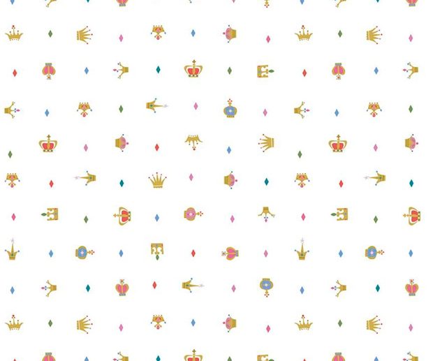 Tecido Little Brier Rose Coras Branco Glitter Dourado Velho | Riley Blake