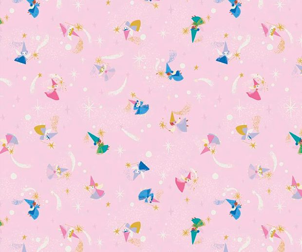 Tecido Little Brier Rose Fadas Rosa Glitter Dourado Velho | Riley Blake