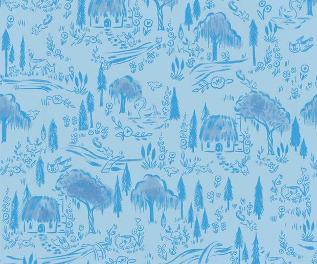 Tecido Little Brier Rose Woodland Bosque Azul | Riley Blake