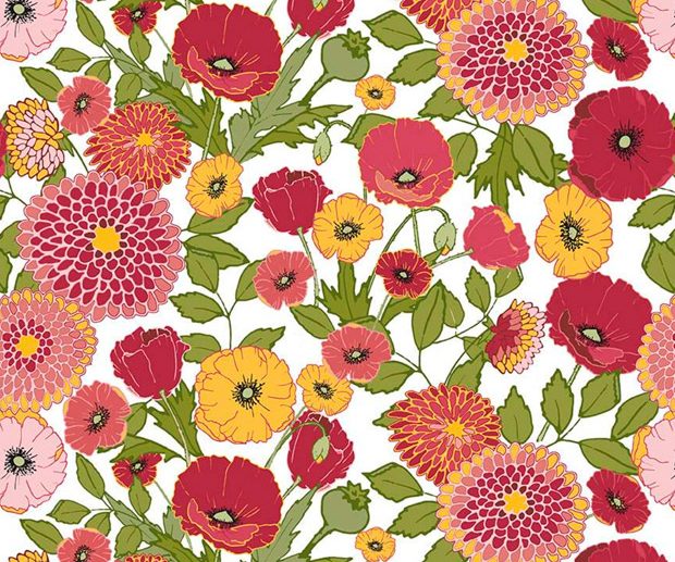 Tecido Petals & Pedals Main Floral Branco | Riley Blake