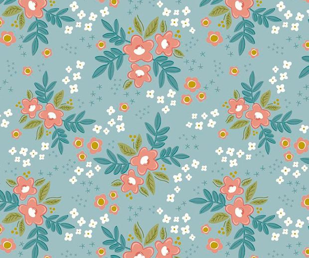 Tecido Primrose Hill Main Floral Aqua | Riley Blake
