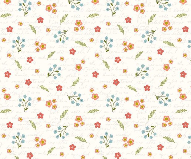 Tecido Primrose Hill Notes Caligrafia & Flores Creme | Riley Blake