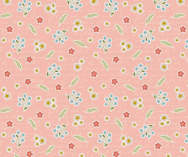 Tecido Primrose Hill Notes Caligrafia & Flores Rosa Blush | Riley Blake