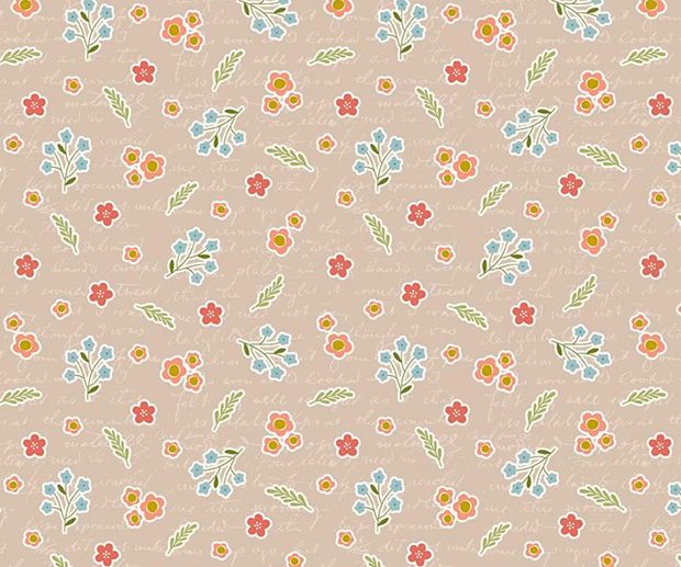 Tecido Primrose Hill Notes Caligrafia & Flores Trigo | Riley Blake