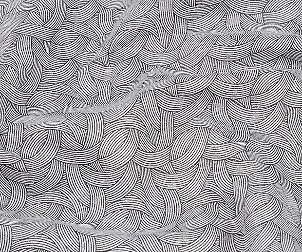 Tecido Sober Abstrato Branco & Preto