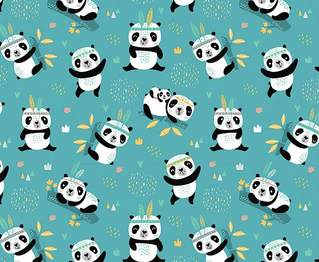 Tecido Sichuan Família Pandas Azul