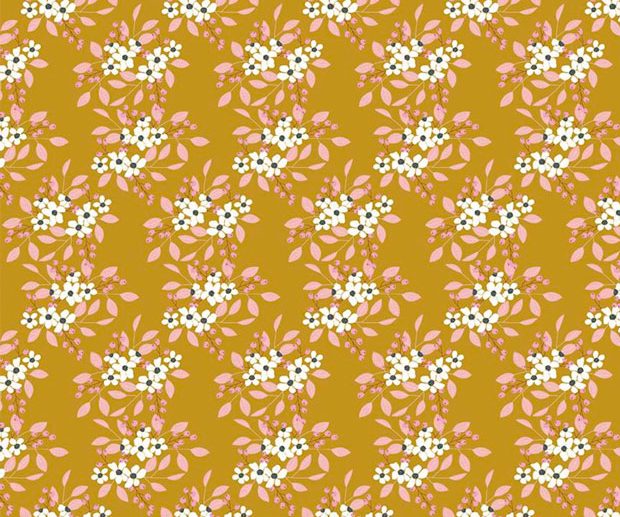 Tecido Whimsical Romance Posies Gold Ouro | Riley Blake