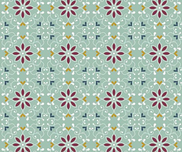 Tecido Whimsical Romance Scroll Arabescos Mint Menta | Riley Blake