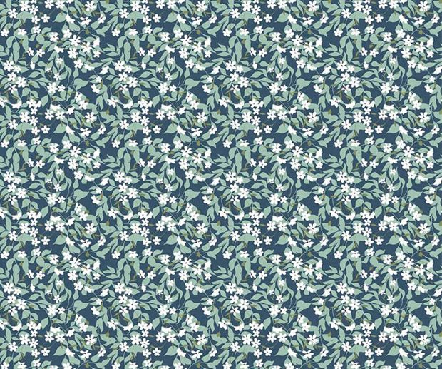 Tecido Whimsical Romance Willow Denim Azul Ganga | Riley Blake
