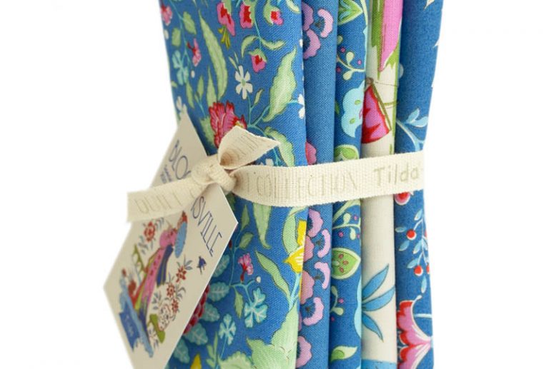 Bloomsville -Fat Quarter Bundle 5 tecidos Blueberry/Dove, 50 x 55 cm